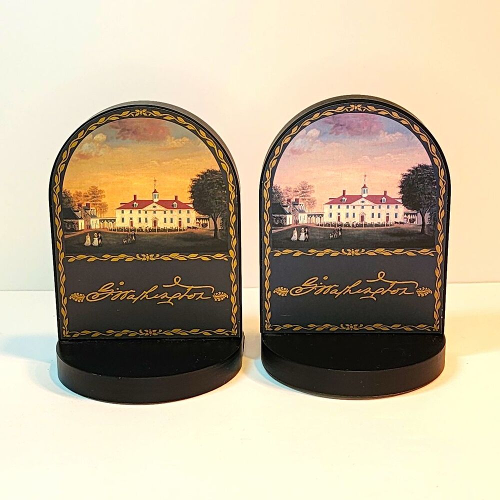 Vintage Roger Lascelles Clocks of London Mount Vernon Bookends (Pair)